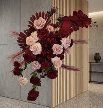 Load image into Gallery viewer, Burgundy & pink hanging flowers LARGE – arch, backdrop, arbour - HIRE ONLY