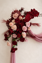 Load image into Gallery viewer, Burgundy & pink hanging flowers LARGE – arch, backdrop, arbour - HIRE ONLY