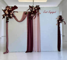 Load image into Gallery viewer, 2 x rectangular backdrop, 3 x burgundy & pink flowers - HIRE ONLY