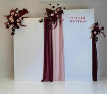 Load image into Gallery viewer, 2 x rectangular backdrop, 3 x burgundy & pink flowers - HIRE ONLY