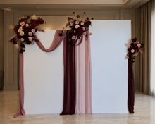 Load image into Gallery viewer, 2 x rectangular backdrop, 3 x burgundy & pink flowers - HIRE ONLY