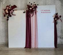 Load image into Gallery viewer, 2 x rectangular backdrop, 3 x burgundy & pink flowers - HIRE ONLY