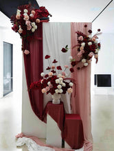 Load image into Gallery viewer, Rectangular backdrop, 3 x burgundy, pink & white flowers - HIRE ONLY
