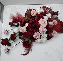 Load image into Gallery viewer, Burgundy pink & white hanging flowers LARGE – arch, backdrop, arbour - HIRE ONLY
