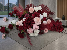 Load image into Gallery viewer, Burgundy pink & white hanging flowers LARGE – arch, backdrop, arbour - HIRE ONLY