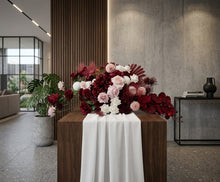 Load image into Gallery viewer, Burgundy pink & white hanging flowers LARGE – arch, backdrop, arbour - HIRE ONLY