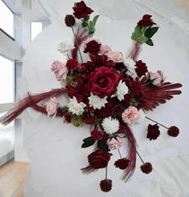 Load image into Gallery viewer, Burgundy, pink & white hanging flowers MEDIUM – arch, backdrop, arbour - HIRE ONLY