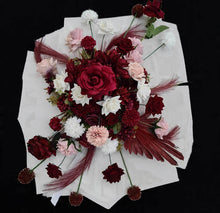 Load image into Gallery viewer, Burgundy, pink & white hanging flowers MEDIUM – arch, backdrop, arbour - HIRE ONLY