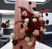 Load image into Gallery viewer, Burgundy, pink & white hanging flowers MEDIUM – arch, backdrop, arbour - HIRE ONLY