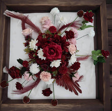 Load image into Gallery viewer, Burgundy, pink & white hanging flowers MEDIUM – arch, backdrop, arbour - HIRE ONLY