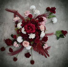 Load image into Gallery viewer, Burgundy, pink & white hanging flowers MEDIUM – arch, backdrop, arbour - HIRE ONLY