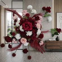 Load image into Gallery viewer, Burgundy, pink & white hanging flowers MEDIUM – arch, backdrop, arbour - HIRE ONLY