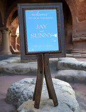 Load image into Gallery viewer, Rustic stand with mirror – welcome sign - HIRE ONLY