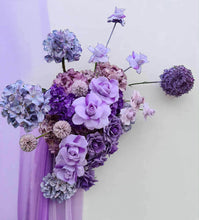 Load image into Gallery viewer, Purple / violet backdrop, arch, arbour flowers - HIRE ONLY