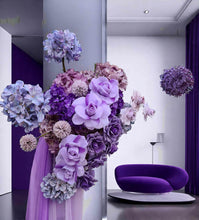 Load image into Gallery viewer, Purple / violet backdrop, arch, arbour flowers - HIRE ONLY