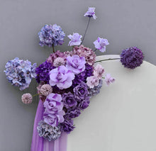Load image into Gallery viewer, Purple / violet backdrop, arch, arbour flowers - HIRE ONLY