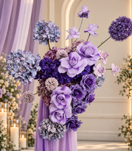 Load image into Gallery viewer, Purple / violet backdrop, arch, arbour flowers - HIRE ONLY
