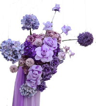 Load image into Gallery viewer, Purple / violet backdrop, arch, arbour flowers - HIRE ONLY