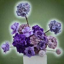 Load image into Gallery viewer, Purple / violet floor / plinth flowers - HIRE ONLY