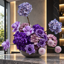 Load image into Gallery viewer, Purple / violet floor / plinth flowers - HIRE ONLY