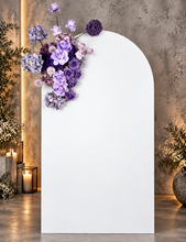 Load image into Gallery viewer, 1.8m foldable arch & purple / violet flowers – Basic Package - HIRE ONLY
