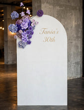 Load image into Gallery viewer, 1.8m foldable arch & purple / violet flowers – Basic Package - HIRE ONLY