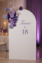 Load image into Gallery viewer, 1.8m foldable arch & purple / violet flowers – Basic Package - HIRE ONLY
