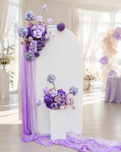 Load image into Gallery viewer, 1.8m foldable arch & 2 x purple / violet flowers – Advanced Package - HIRE ONLY