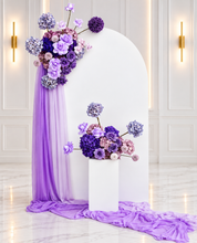 Load image into Gallery viewer, 1.8m foldable arch & 2 x purple / violet flowers – Advanced Package - HIRE ONLY