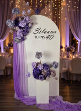 Load image into Gallery viewer, 1.8m foldable arch & 2 x purple / violet flowers – Advanced Package - HIRE ONLY