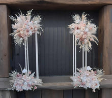 Load image into Gallery viewer, Boho Blush Romantic flowers & white stands – Basic Package - HIRE ONLY