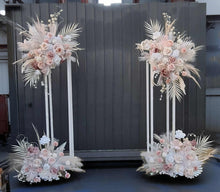Load image into Gallery viewer, Boho Blush Romantic flowers & white stands – Basic Package - HIRE ONLY