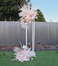 Load image into Gallery viewer, Boho Blush Romantic flowers & white stands – Basic Package - HIRE ONLY