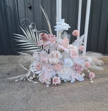 Load image into Gallery viewer, Boho Blush Romantic flowers & white stands – Basic Package - HIRE ONLY