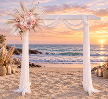 Load image into Gallery viewer, White wood arbour & 1 x Boho blush romantic flowers - HIRE ONLY
