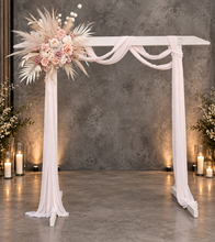 Load image into Gallery viewer, White wood arbour & 1 x Boho blush romantic flowers - HIRE ONLY