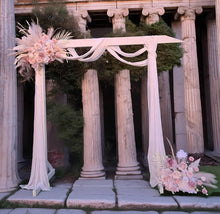 Load image into Gallery viewer, White wood arbour & 2 x Boho blush romantic flowers - HIRE ONLY