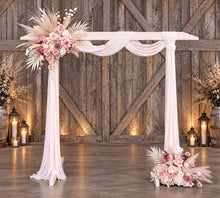 Load image into Gallery viewer, White wood arbour & 2 x Boho blush romantic flowers - HIRE ONLY