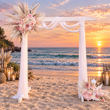 Load image into Gallery viewer, White wood arbour & 2 x Boho blush romantic flowers - HIRE ONLY