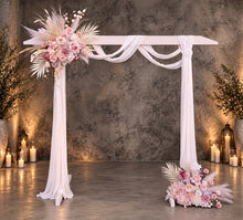 Load image into Gallery viewer, White wood arbour & 2 x Boho blush romantic flowers - HIRE ONLY