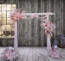 Load image into Gallery viewer, White wood arbour & 4 x Boho blush romantic flowers - HIRE ONLY