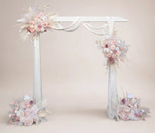 Load image into Gallery viewer, White wood arbour & 4 x Boho blush romantic flowers - HIRE ONLY