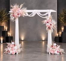Load image into Gallery viewer, White wood arbour & 4 x Boho blush romantic flowers - HIRE ONLY