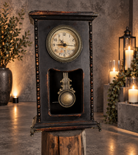 Load image into Gallery viewer, Rustic antique mantel clock – additional decor - HIRE ONLY