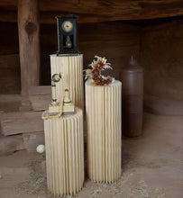 Load image into Gallery viewer, Set of 3 ribbed boho plinths / cake stands - HIRE ONLY