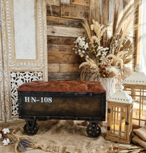 Load image into Gallery viewer, Unique rustic ottoman / bench seat – additional decor - HIRE ONLY
