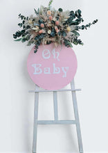 Load image into Gallery viewer, Baby shower green / pink flowers & easel - Oh Baby - Welcome sign - HIRE ONLY