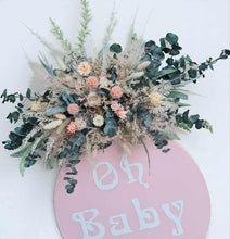 Load image into Gallery viewer, Baby shower green / pink flowers & easel - Oh Baby - Welcome sign - HIRE ONLY