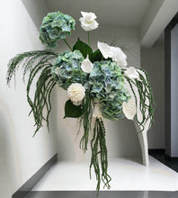 Load image into Gallery viewer, Popular green & white LARGE hanging flowers – Style 1 - HIRE ONLY
