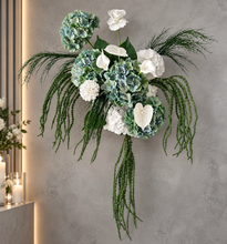 Load image into Gallery viewer, Popular green & white LARGE hanging flowers – Style 1 - HIRE ONLY